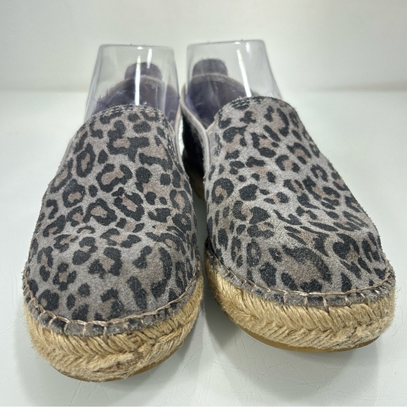 Free People Gray Black Suede Freeway Leopard Print Espadrille Flats Sz 38 - Picture 4 of 14